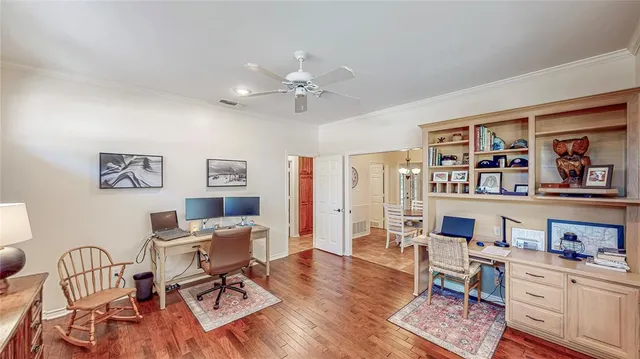 a workspace with furniture