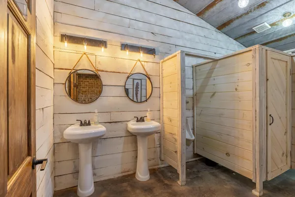 a view of an empty room with a projector