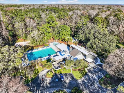 a view of a backyard with an outdoor space