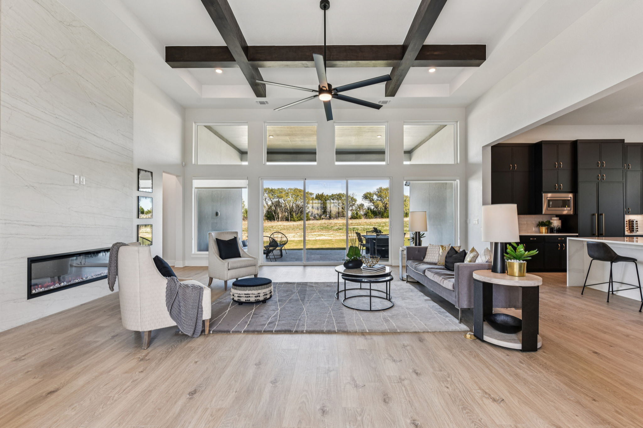 208 Winters Cove Georgetown, TX 78633 - Photo 6 of 37 a living room with fireplace furniture and a large window