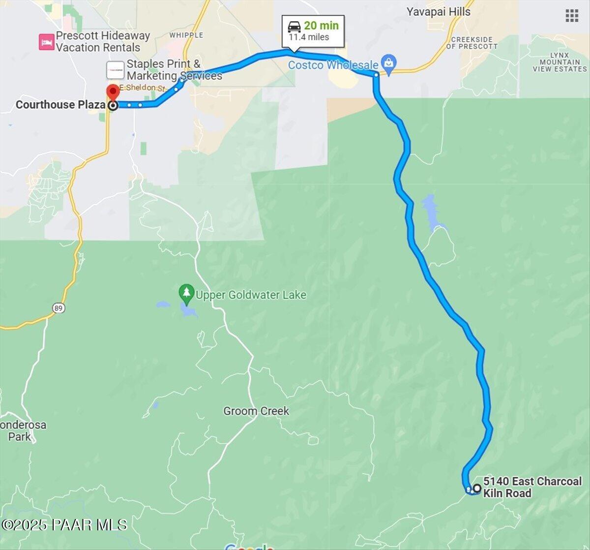 5140 Charcoal Kiln Road Prescott, AZ 86303 - Photo 64 of 66 67-067_Distance to Downtown Prescot