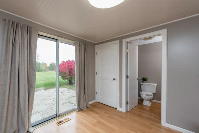 a view of a bathroom from a window