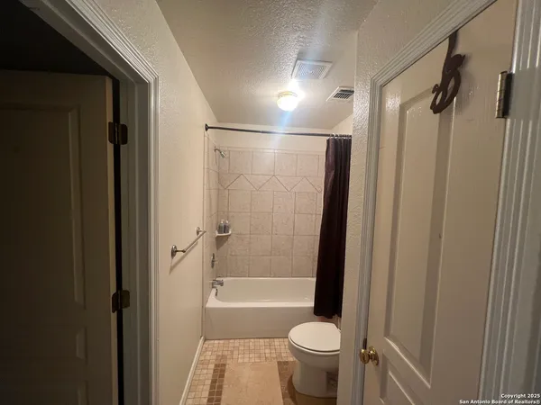 a bathroom with a toilet and a bathtub