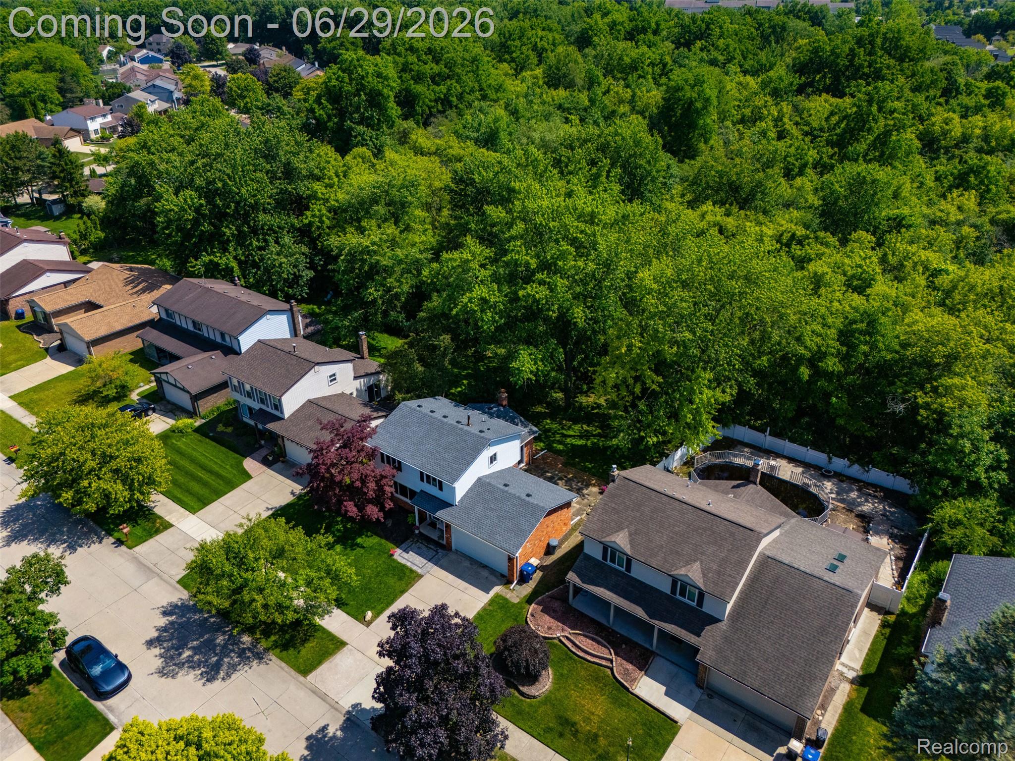 45179 Rudgate Road Canton, MI 48188 - Photo 35 of 48 Residential property featuring an in-ground pool and an expansive treed backdrop