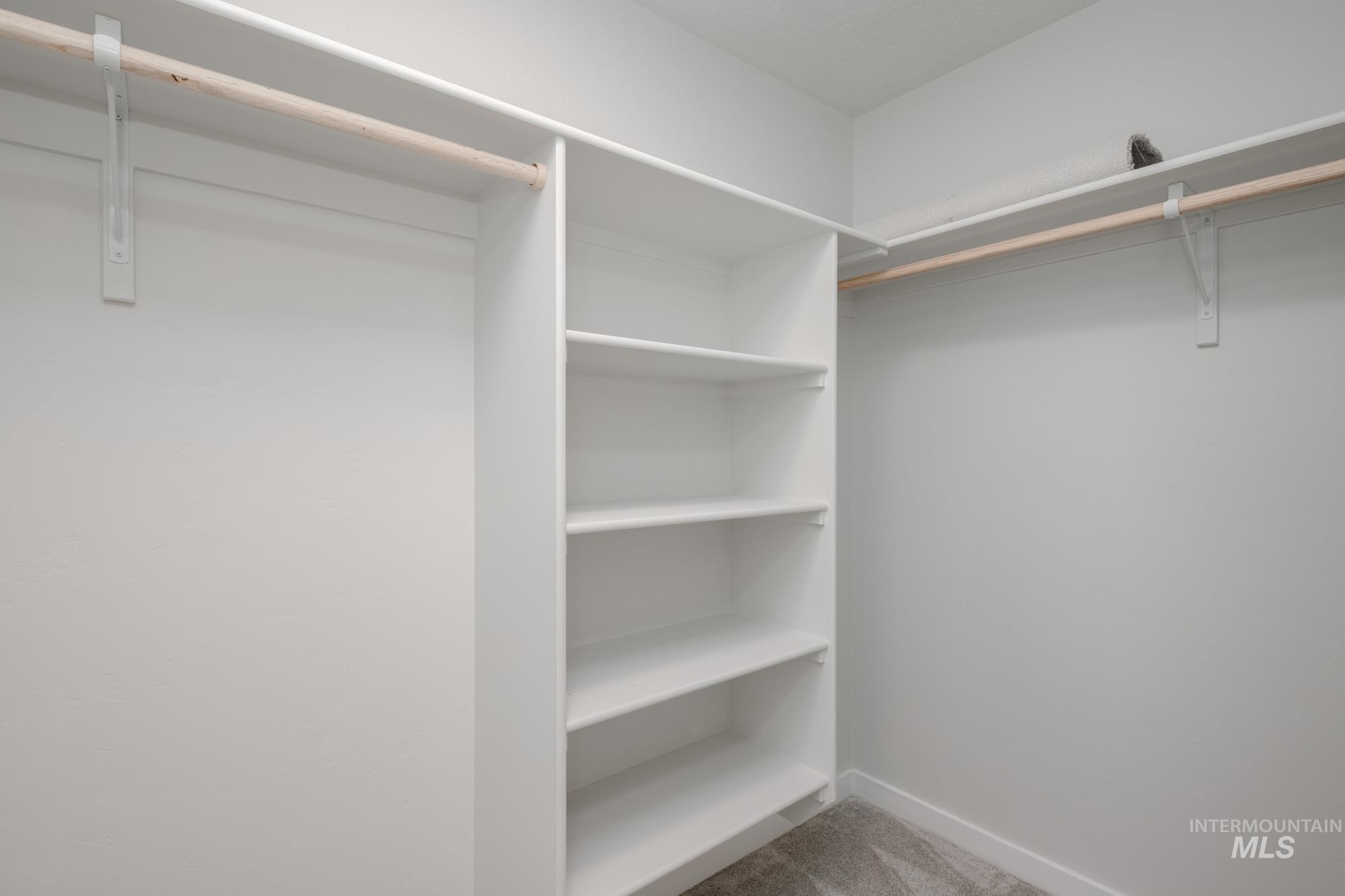 14092 Shiny Spruce Street Caldwell, ID 83607 - Photo 21 of 22 Walk-in closet featuring built-in shelving, white walls, and light-colored carpeting