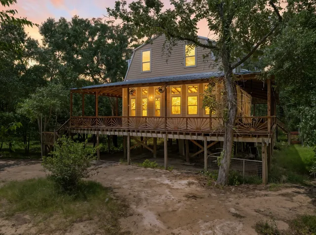a view of a yard with an outdoor space