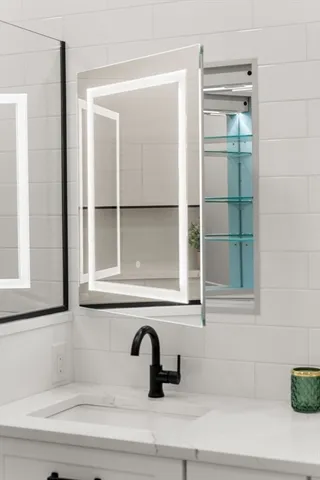a bathroom with a window