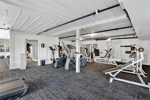 a view of a room with gym equipment