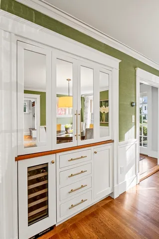 a view of a kitchen with cabinets