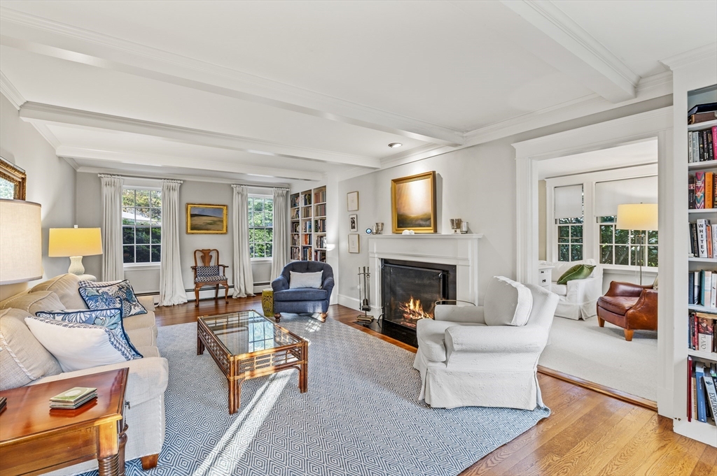 19 Elmwood Road Marblehead, MA 01945 - Photo 3 of 36 a living room with fireplace furniture and a large window