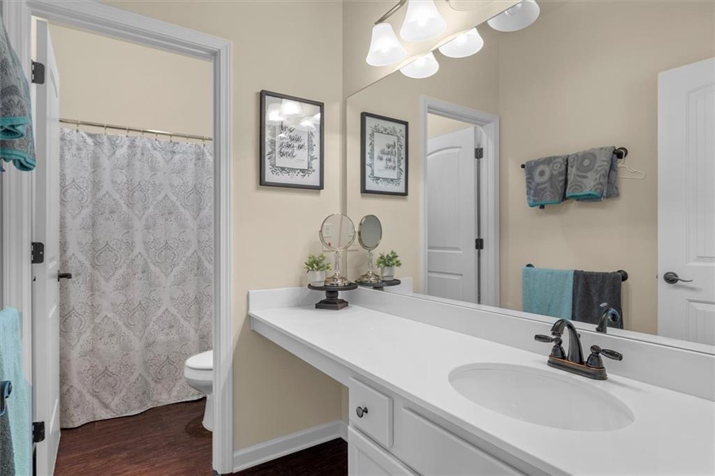 329 Rippling Drive Ball Ground, GA 30107 - Photo 21 of 43 a bathroom with a sink and a mirror