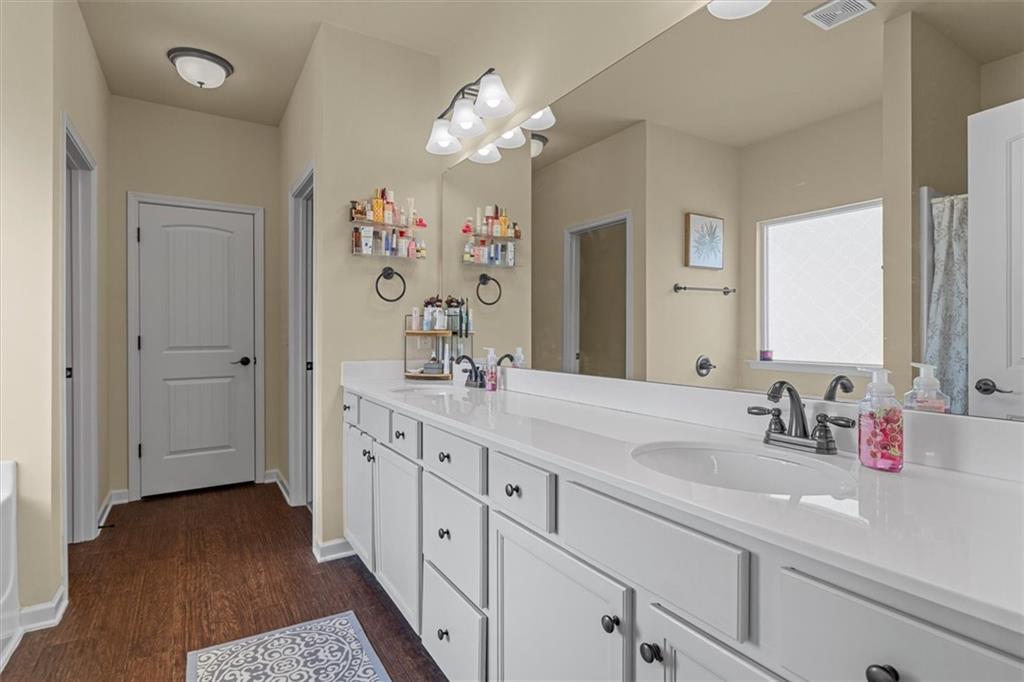 329 Rippling Drive Ball Ground, GA 30107 - Photo 26 of 43 a spacious bathroom with a double vanity sink mirror and next to a window