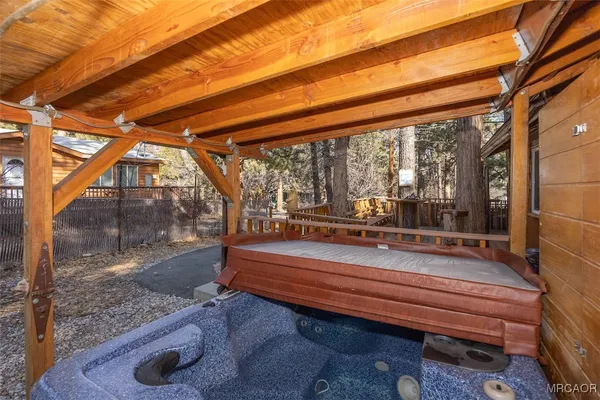a sitting area with of the back yard