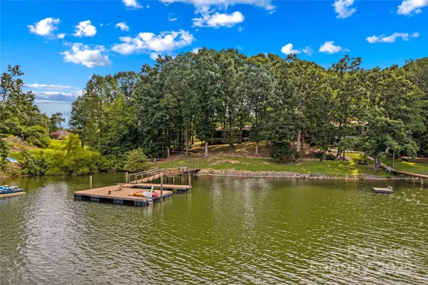 a view of a lake with houses