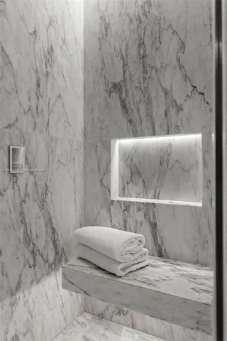 a bathroom with a bathtub