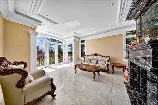 a view of a livingroom with a staircase