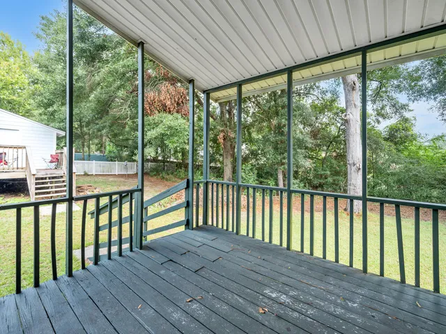 a view of wooden deck