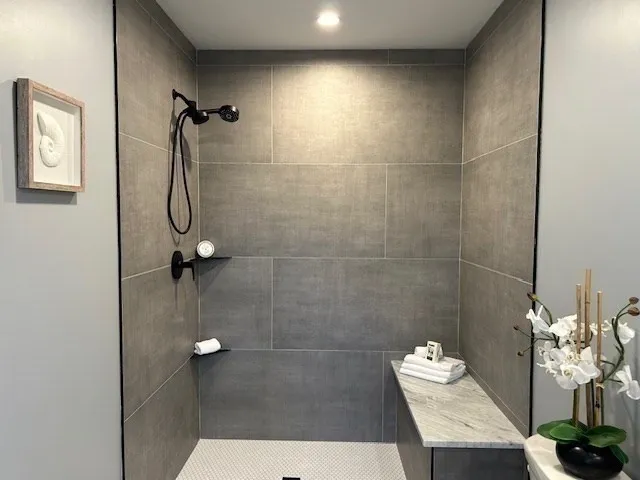 a bathroom with a shower