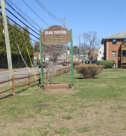 a view of a park with swings