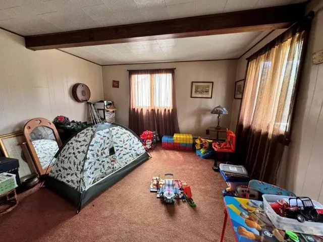 a bedroom with bed and a window