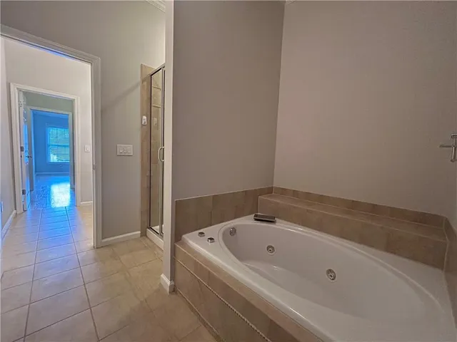 a bathroom with a bathtub