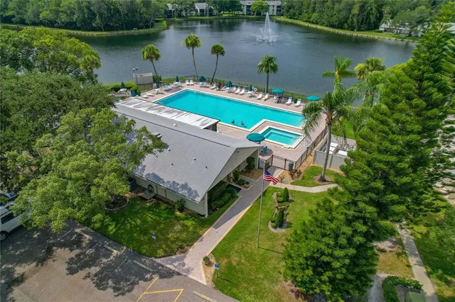 a view of a lake with houses