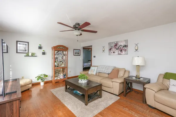 a living room with furniture