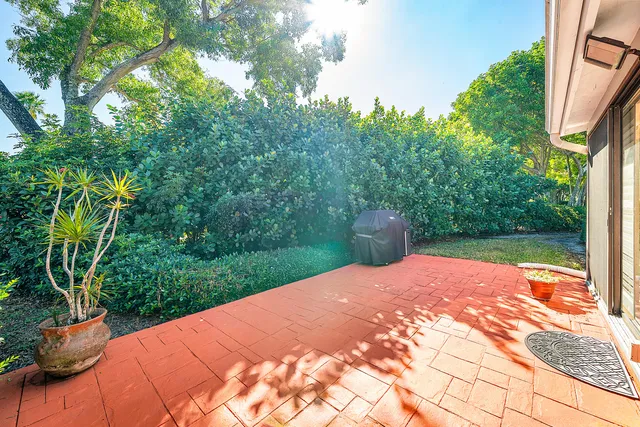 a view of a golf course with a garden