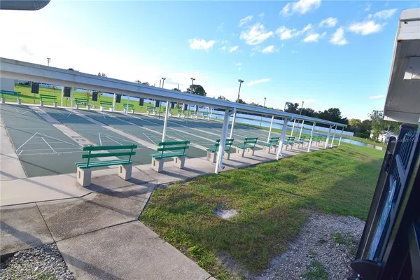 a view of an outdoor space and swimming pool