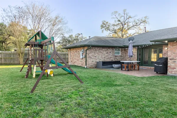 a view of a park with slide