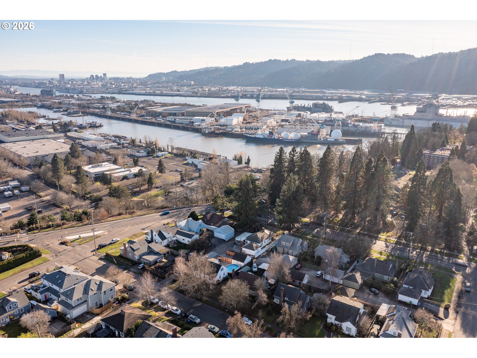 4760 North Harvard Street Portland, OR 97203 - Photo 41 of 43 an aerial view of residential houses and city view