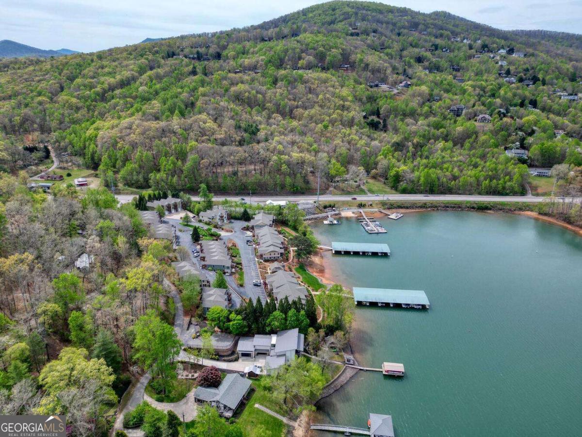 1401 Lakeside Road, Unit 502 Hiawassee, GA 30546 - Photo 42 of 46 an aerial view of lake and residential houses with outdoor space