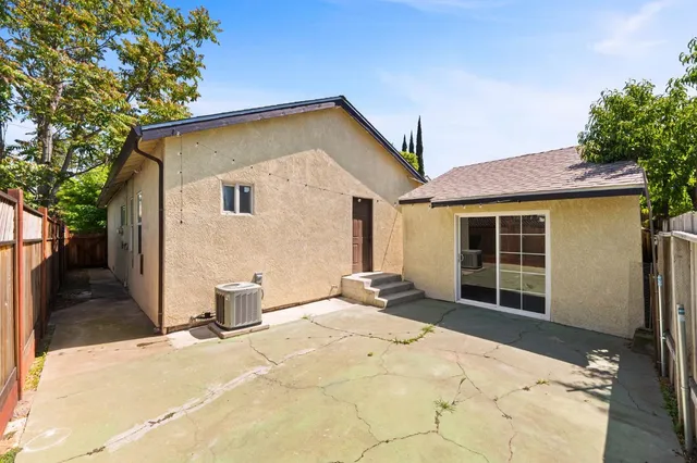 a view of a house with a large window