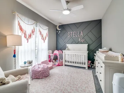 a bedroom with furniture and a bed
