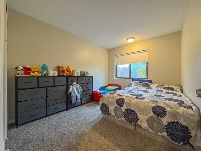 a bedroom with a bed and dresser