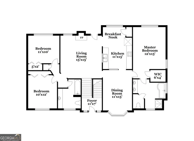 a picture of a bench in a white building