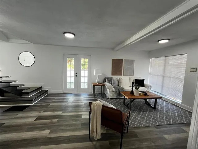 a living room with furniture