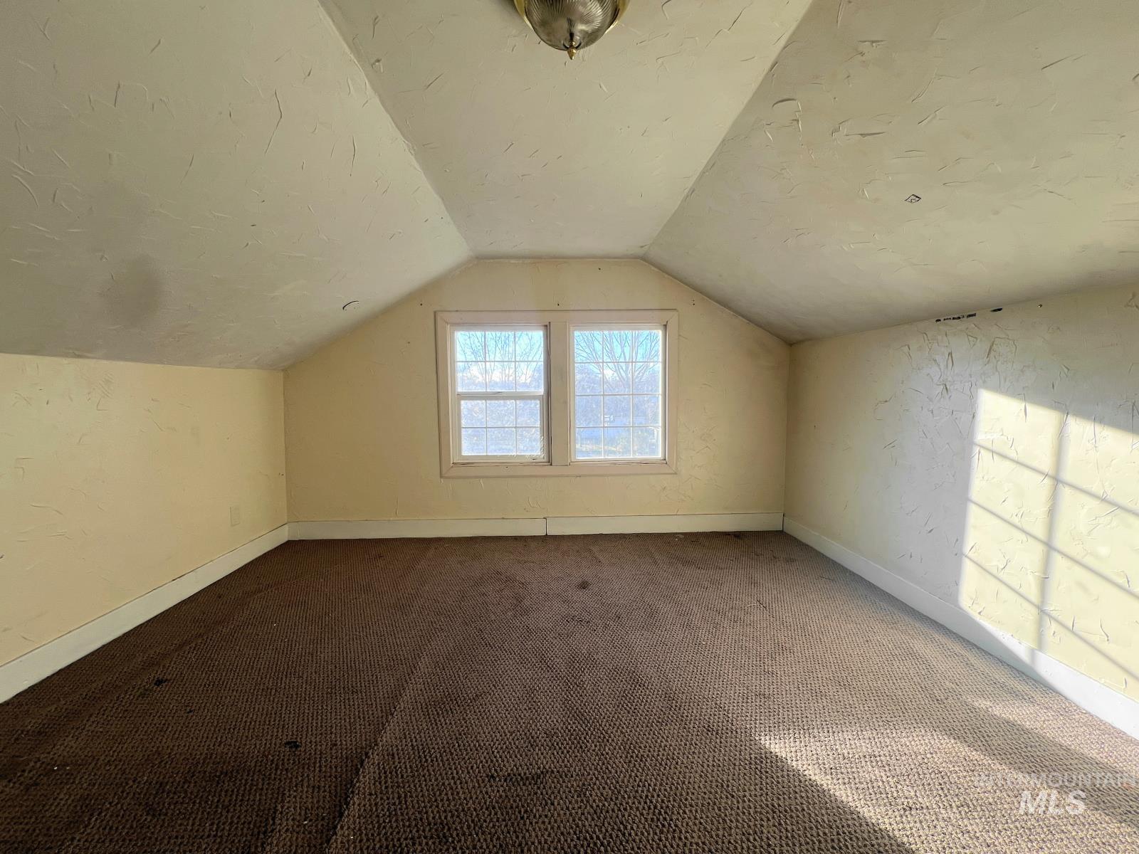 1002 9th Street Clarkston, WA 99403 - Photo 14 of 19 Additional living space with lofted ceiling, a textured wall, and carpet