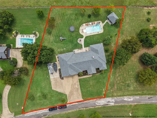 an aerial view of a house