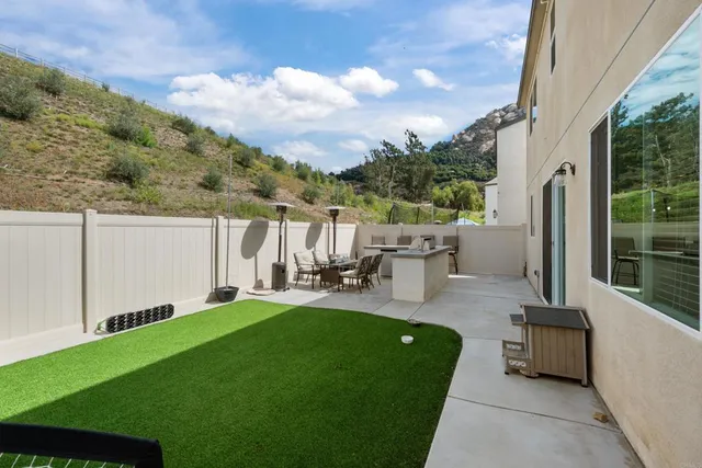 an outdoor view with patio