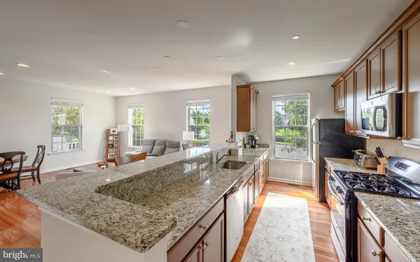 a large kitchen with counter space