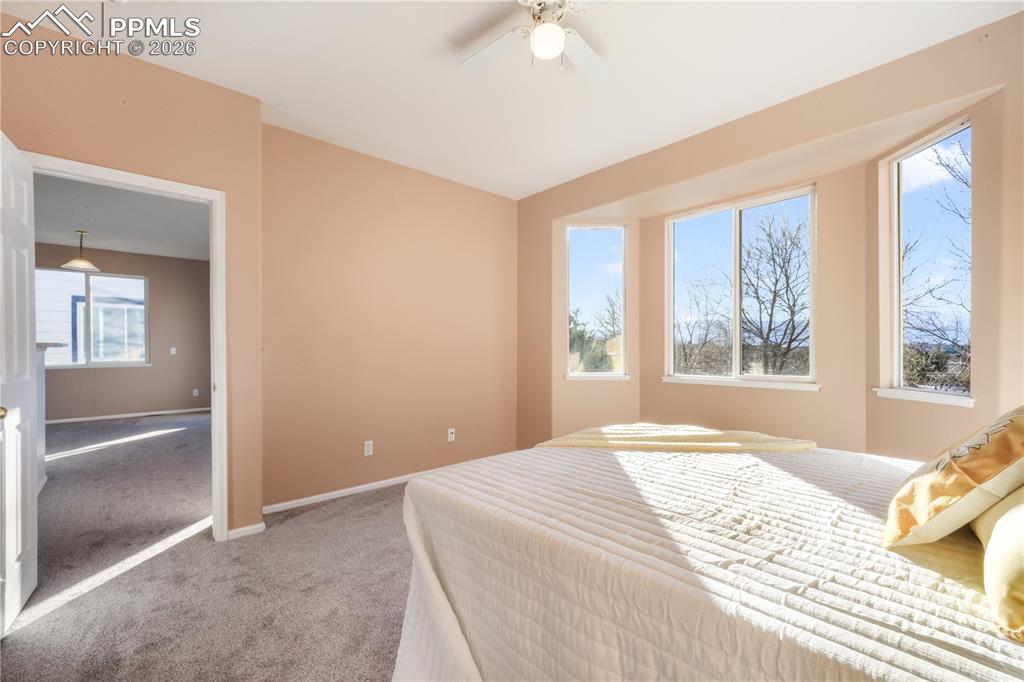7170 Leeside View Colorado Springs, CO 80922 - Photo 24 of 50 a bedroom with a bed and a large window