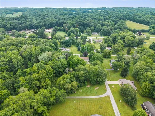 a view of a forest with a houses