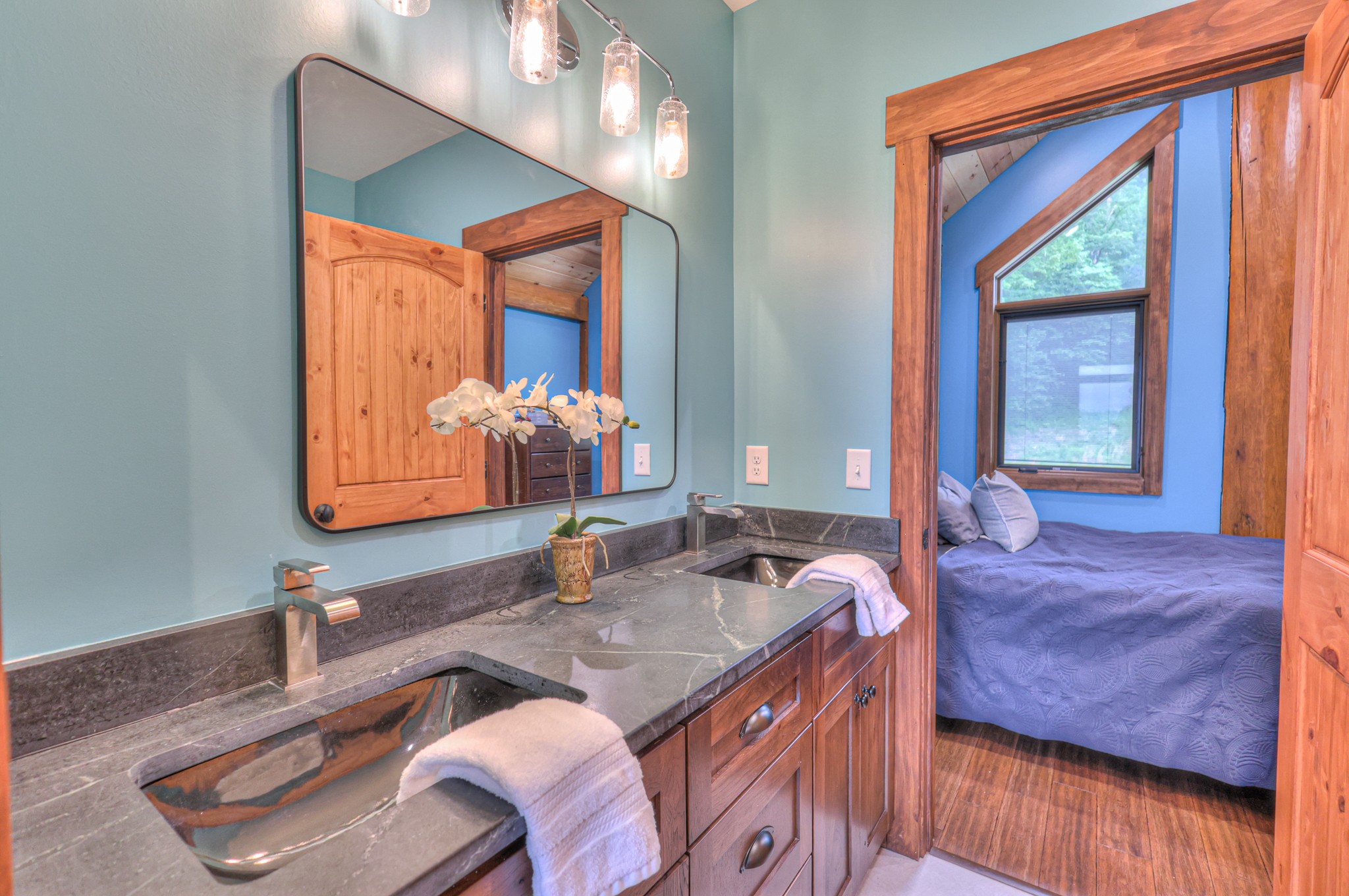 1271 Bivins Road Lewisburg, TN 37091 - Photo 40 of 56 a en suite bathroom with a granite countertop sink and a mirror