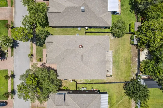 an aerial view of a house