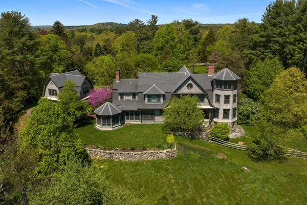 an aerial view of a house