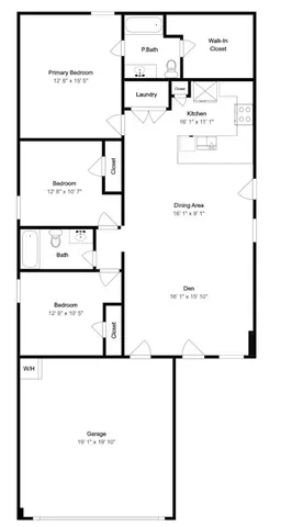 a view of a kitchen and wooden floor