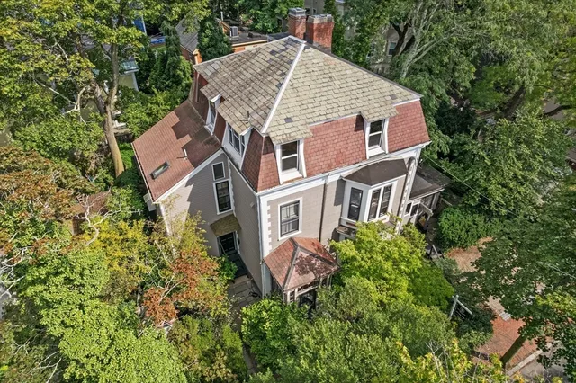 an aerial view of a house