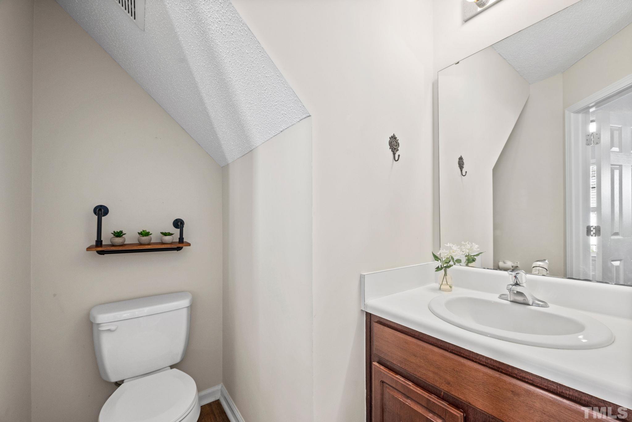 124 Gentle Rio Court Garner, NC 27529 - Photo 16 of 37 a bathroom with a toilet sink and mirror