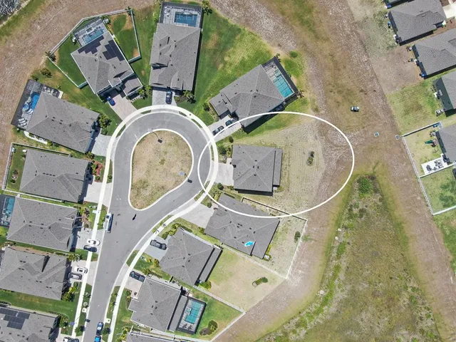 an aerial view of a house